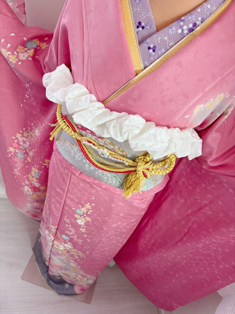 振袖フルセット　長襦袢付き　ピンク 桜　振袖 成人式に　刺繍有り