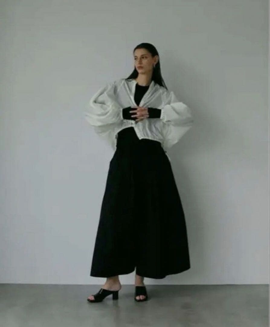 LOHEN ローヘン　ハイカウントグログランスカートパンツ　ブラック
