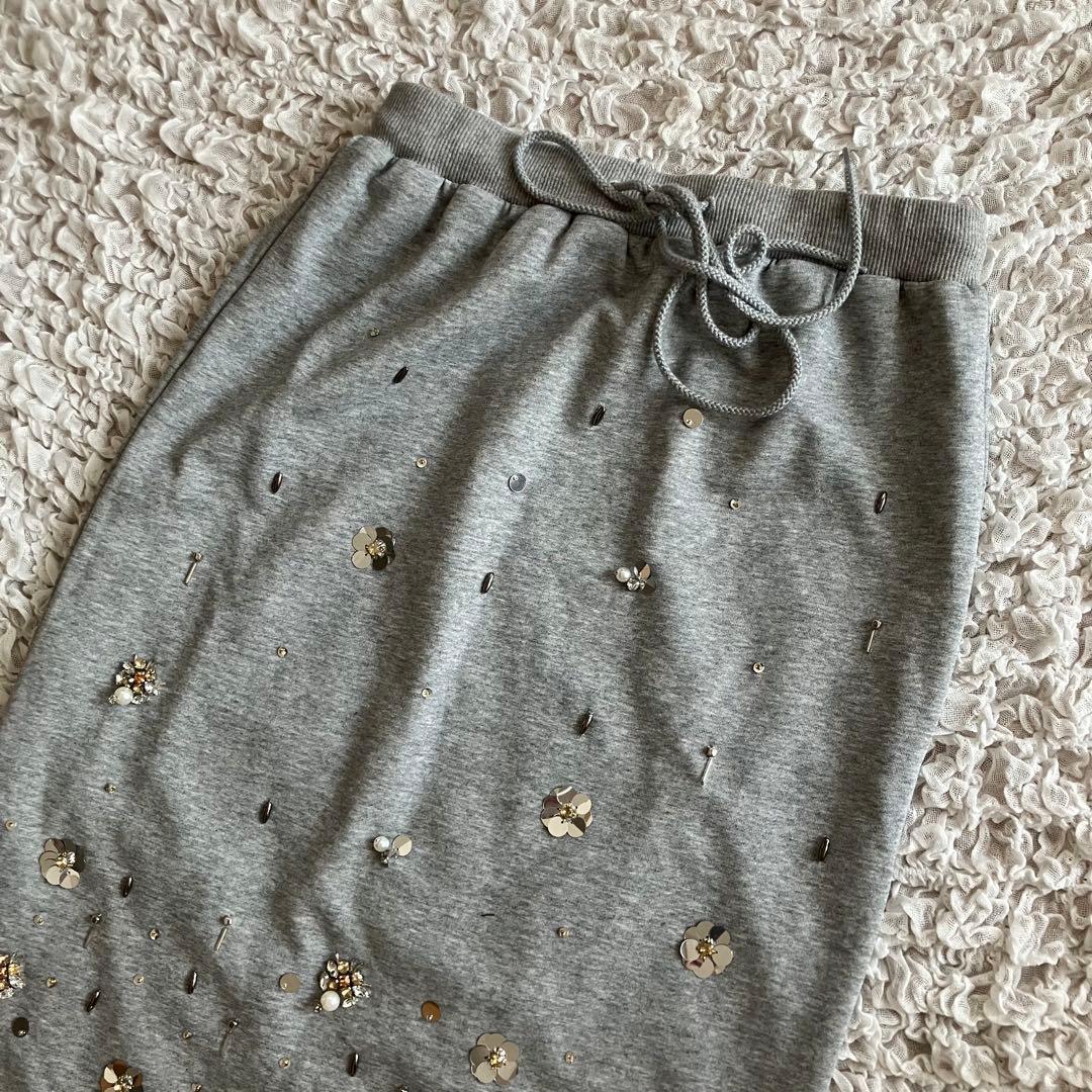 Ameri【未使用】BIJOU MOTIF SWEAT SKIRT 2025