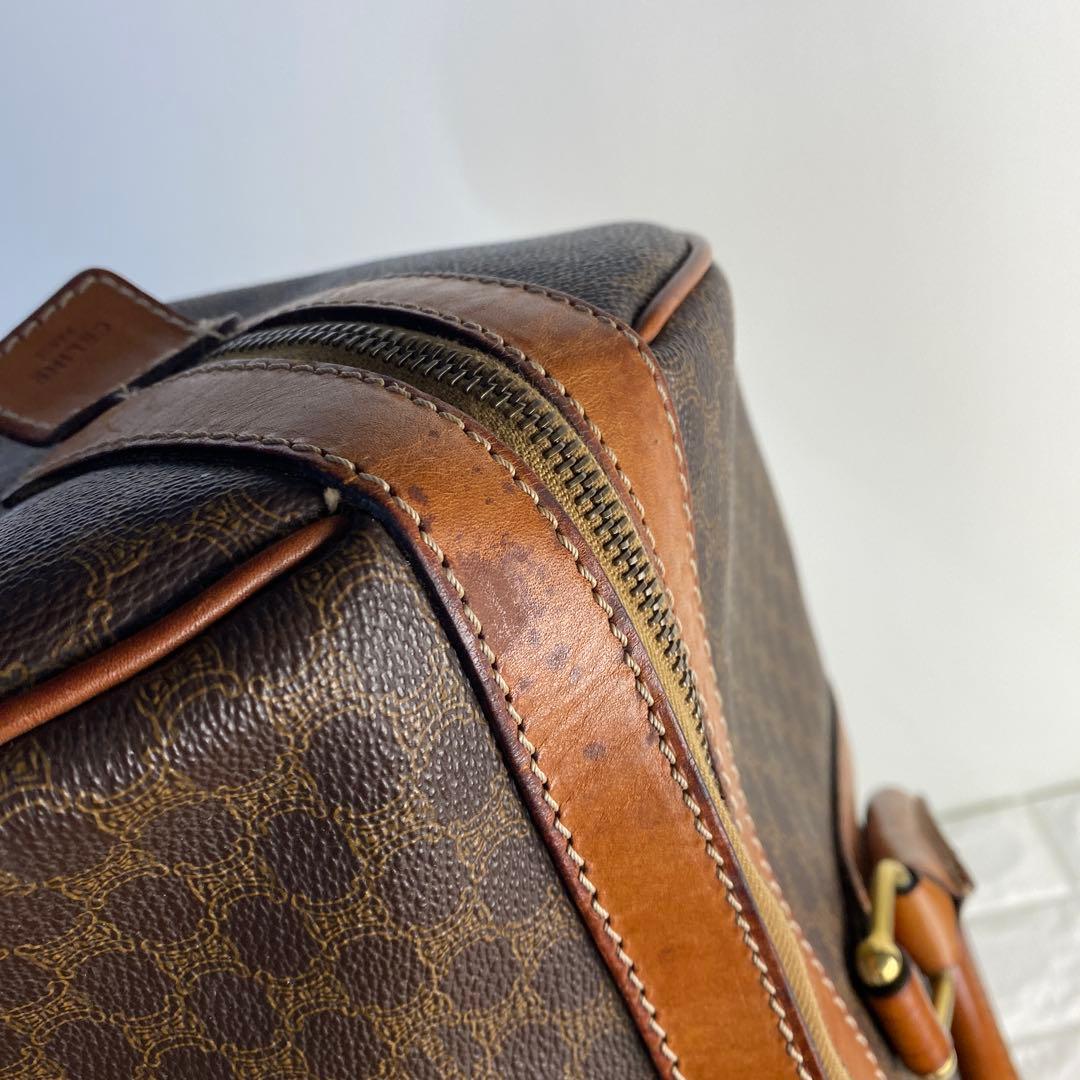 CELINE セリーヌ　ボストンバッグ　マカダム柄　ブラウン　PVC 旅行鞄