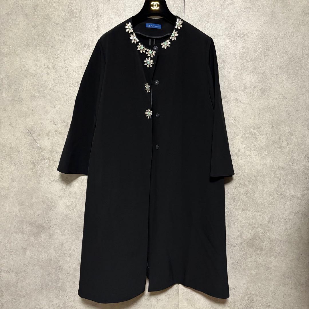 美品✨マーリエルカセット ビジュー　ノーカラーコート ブラック 13号 卒業式