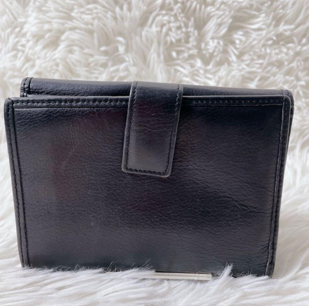 LOEWE ヴィンテージ レザー 2つ折り財布 アナグラム ブラック